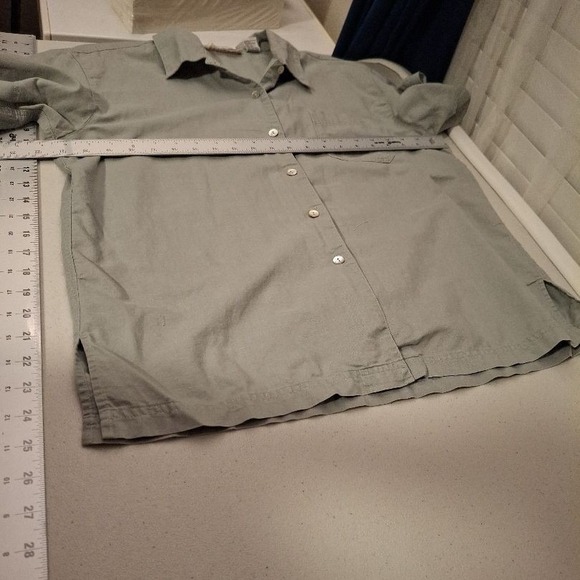 Talbots Large Sage Green Wrinkle Resistant Linen Cotton Summer‎ Classic Shirt - Picture 7 of 8